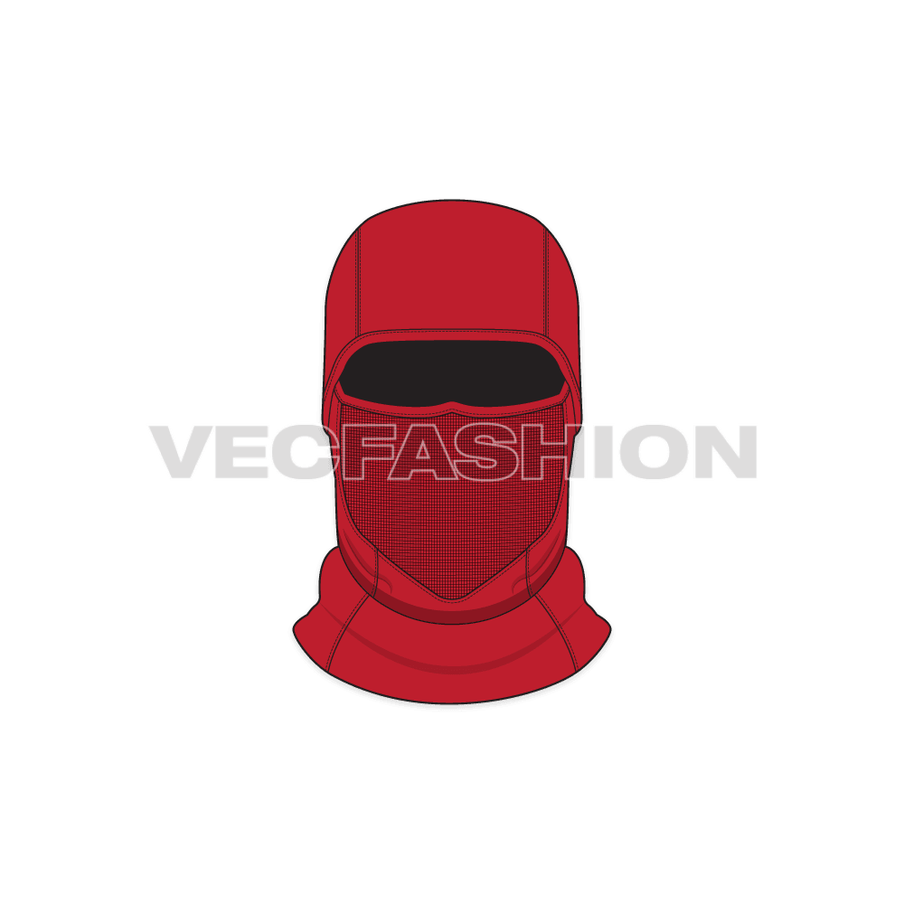 A fully editable illustrator cad sketch of Breathable Ski Mask. It has a panel on head for best fitting and covers the neck in full and have breathable panel on front. 