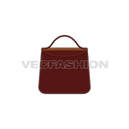 Brown leather hand bag flat sketch, view 2