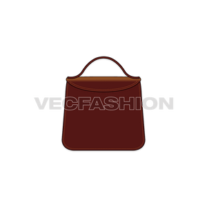 A fully editable fashion cad for Brown Leather Hand Bag. It is illustrated with front and back view and have metal buckle with suede strap. 