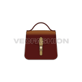 Brown leather hand bag flat sketch, view 1