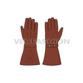 Brown motorcycle gloves flat sketch
