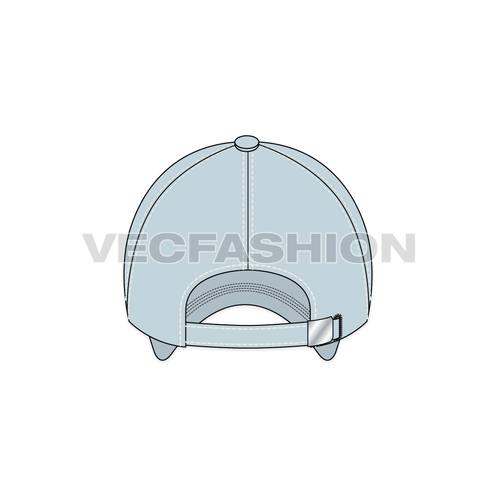 Bull denim baseball cap flat sketch, view 2