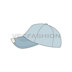 Bull denim baseball cap flat sketch, view 3
