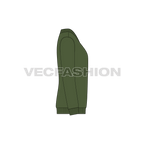 Mens long v neck merino sweater flat sketch, side view
