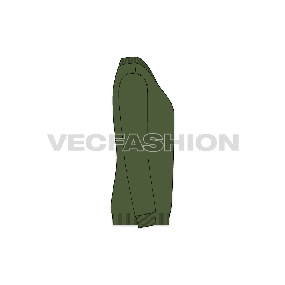 A vector fashion flat for Mens V Neck Merino Sweater, showing side view