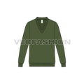 Mens long v neck merino sweater flat sketch, front view