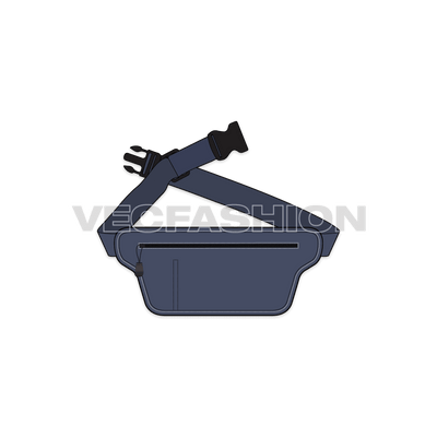 A fully editable fashion cad for Canvas Fanny Pack. This bag has many other names as well such as Belly Bag or Waist Bag. It has plastic metal clip, rubber thumb puller on it. 