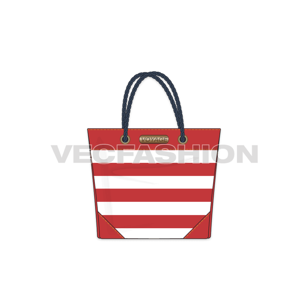 Canvas tote bag flat sketch
