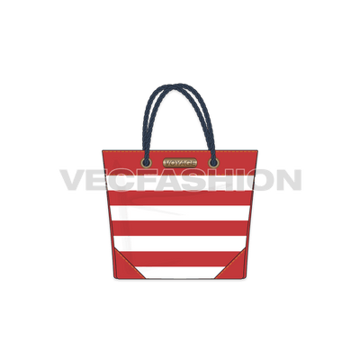 A new vector template of Canvas Tote Bag in red and white color. This vector template have vector brush of Rope Draw string and Nautical Stripes all over. Metal details includes, Eyelets and Brand Plate.