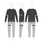 Mens casual daywear set flat sketch, on croqui