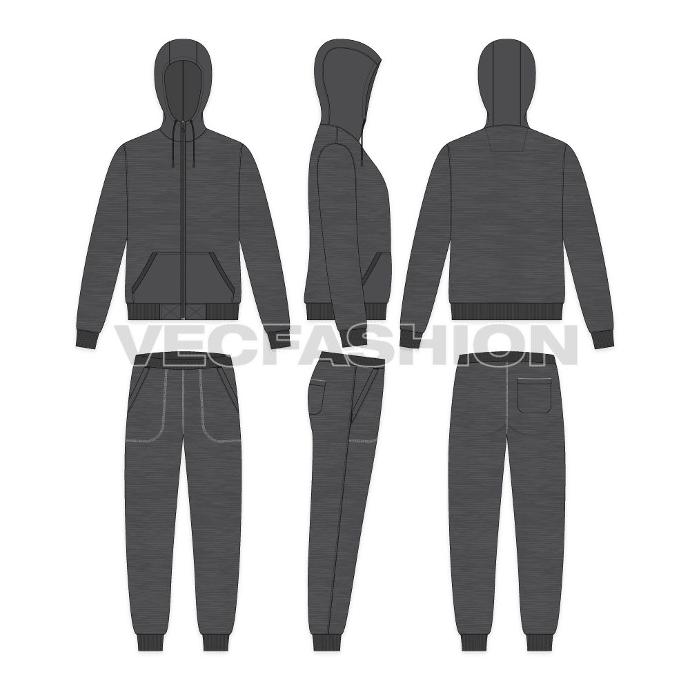 Charcoal Gray Running Tracksuit Set