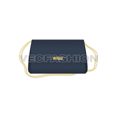 A new vector template of Classic Envelop Bag in Navy Blue Color. This vector template have vector Repeat Pattern of textile texture all over. Metal details includes, chain and Magnet Strips.