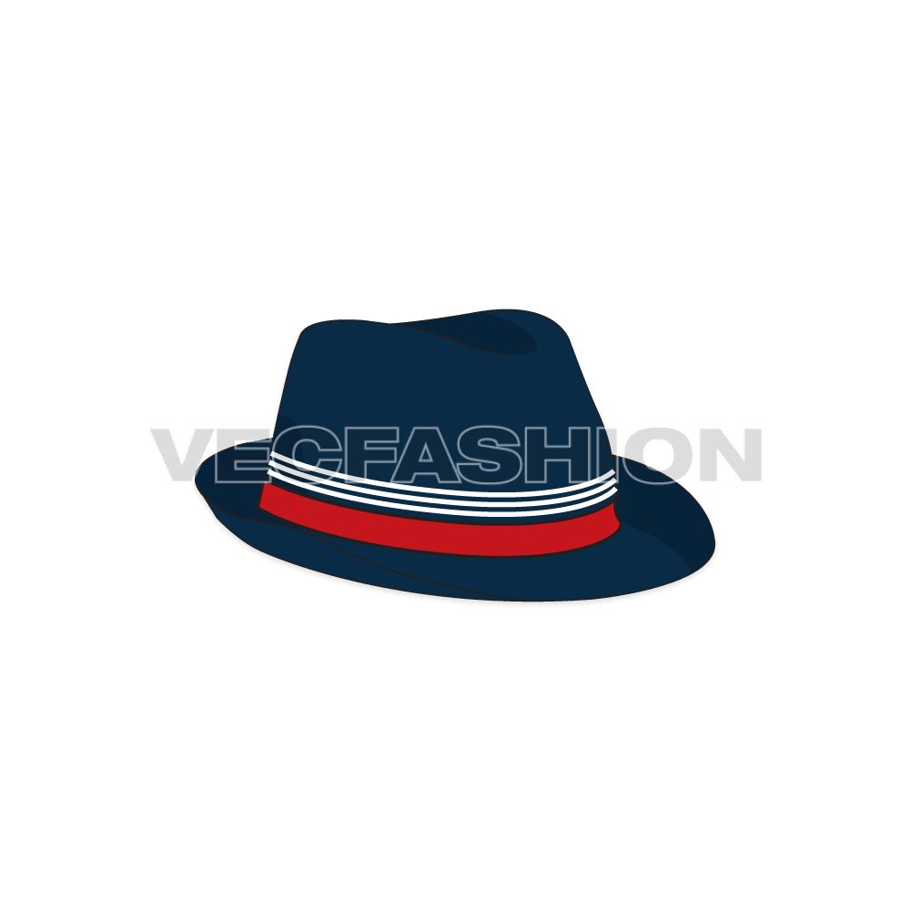 Classic fedora hat flat sketch
