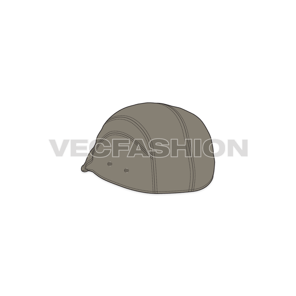 Classic flat cap vector flat sketch, view 4