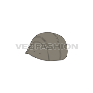 A Brown Color Classic Flat Cap Vector Template in 4 views. This cap is one of the favorite for many age groups and known with many names like Cabby Hat and Gatsby Hat.