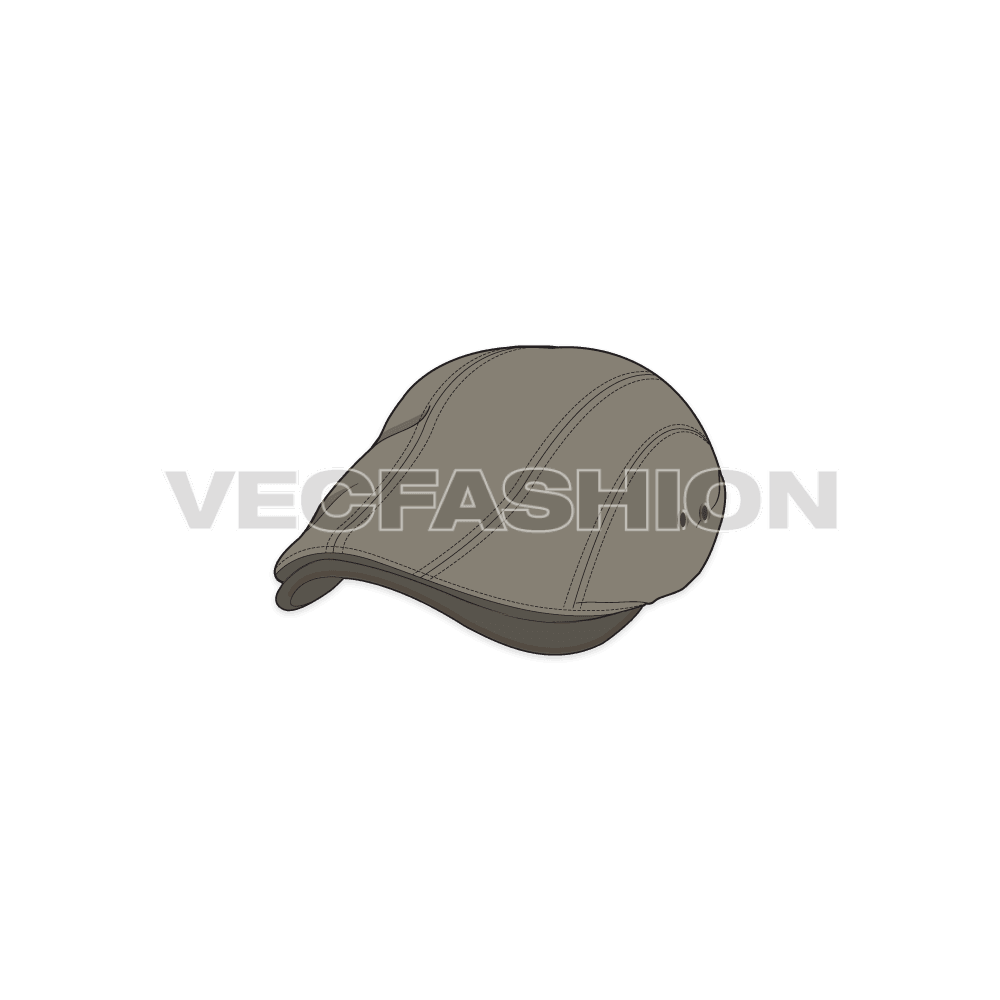Classic flat cap vector flat sketch, view 1