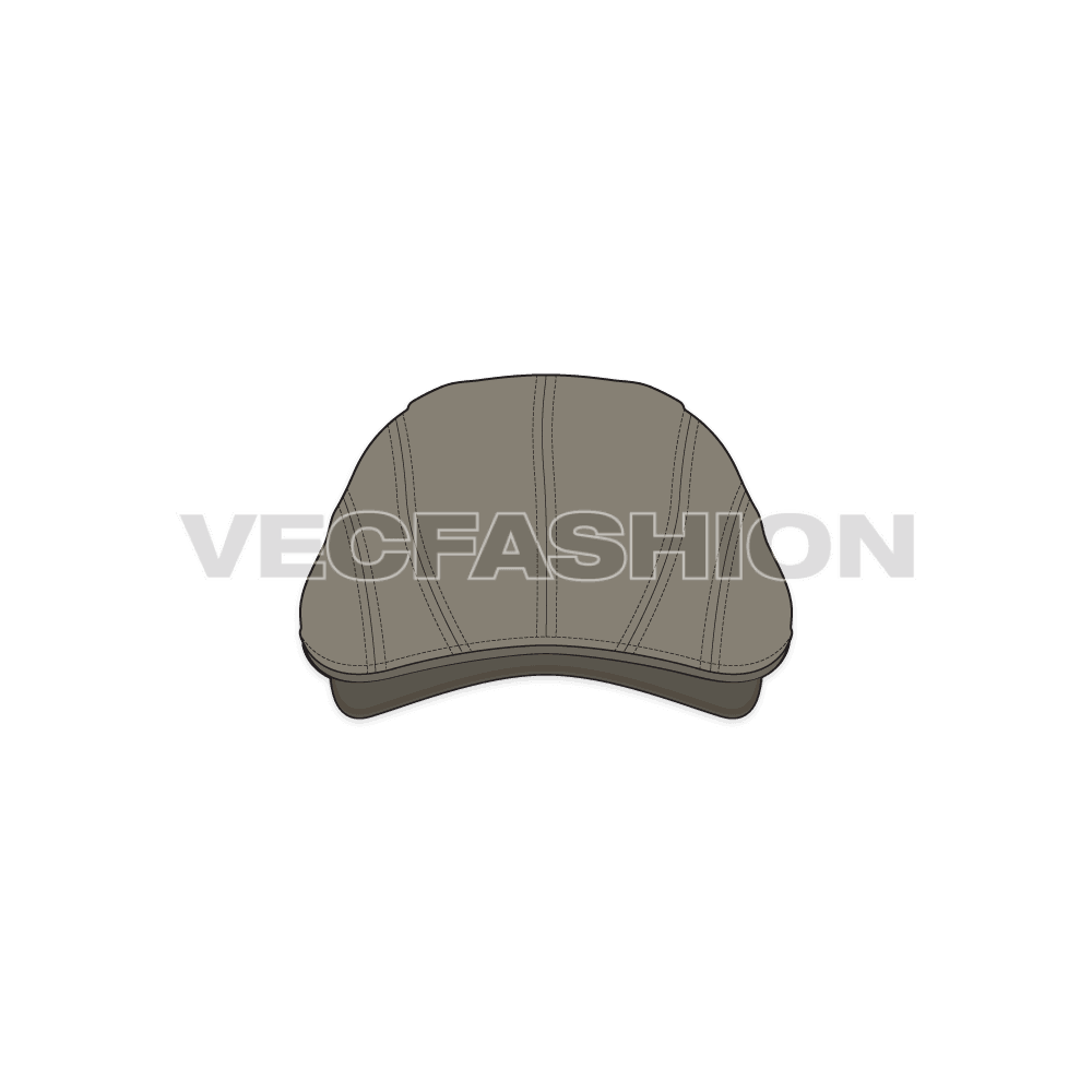 Classic flat cap vector flat sketch, view 2