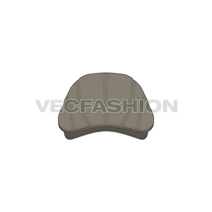 A Brown Color Classic Flat Cap Vector Template in 4 views. This cap is one of the favorite for many age groups and known with many names like Cabby Hat and Gatsby Hat.