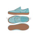 Classic laced sneakers flat sketch, view 2