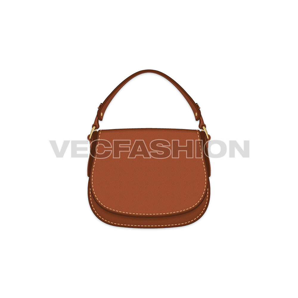 Classic leather saddle bag flat sketch