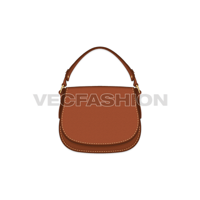 A vector template for Classic Saddle Bag. The vector fashion accessory is rendered with minimum shades to keep it easy to edit. It has a seamless pattern, giving an impression of leather texture. 