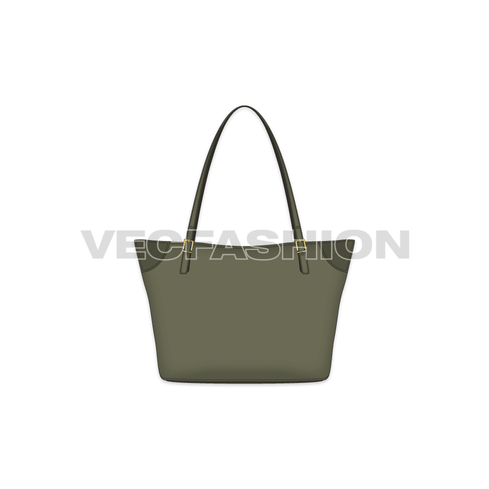 Classic leather tote bag flat sketch