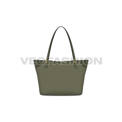 A vector template for Classic Leather Tote Bag in vintage green color. Fully editable file created in Adobe Illustrator CC having all necessary details on it.