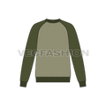 Mens classic round neck sweatshirt flat sketch, front view