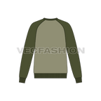 Mens classic round neck sweatshirt flat sketch, back view