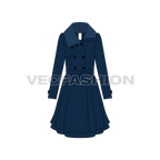 Classy Double Breasted Coat flat sketch, front view