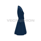 Classy Double Breasted Coat flat sketch, side view