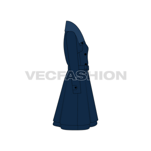 A vector illustrator template for Classy Double Breasted Coat. It has an oversized stylized collar with button placket to fasten. A great choice or heavy winter collections especially snowy season. 