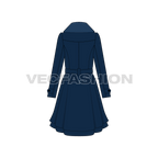 Classy Double Breasted Coat flat sketch, back view
