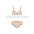 Comfort fit push-up bra set flat sketch, front view