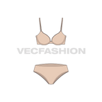 Comfort fit push-up bra set flat sketch, front view