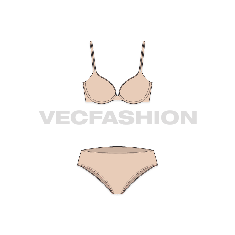 A vector template for Women's Comfort Fit Push-up Bra