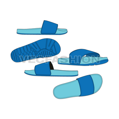 An illustrator fashion cad of Comfy Elegant Slippers. This illustrator sketch is very easy to edit and have multiple views. 