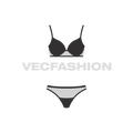 Contoured sleek push-up bra flat sketch, front view