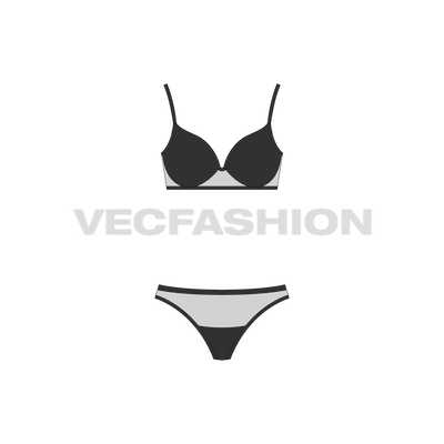 A vector template for Contoured Sleek Push-up Bra.