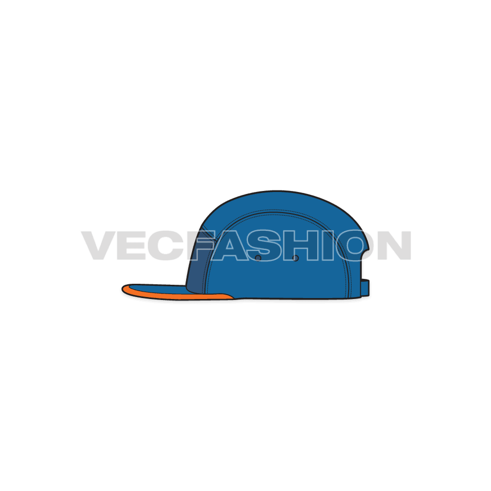 Cotton canvas camp hat flat sketch, view 3