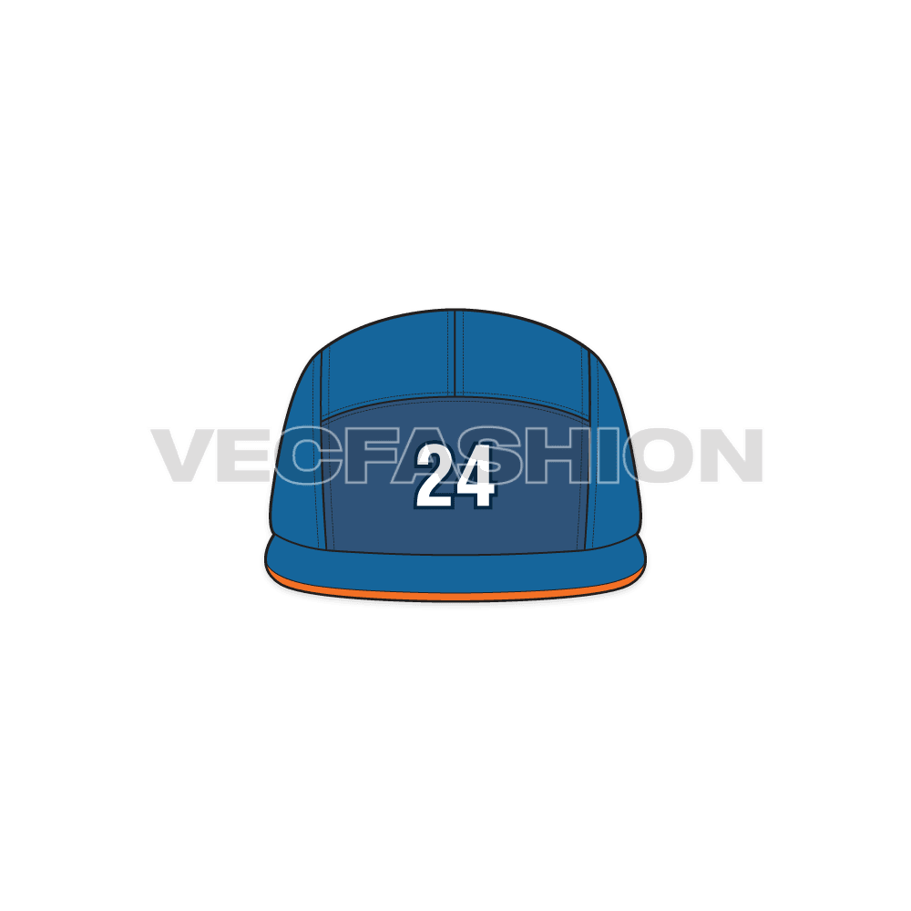 Cotton canvas camp hat flat sketch, view 1
