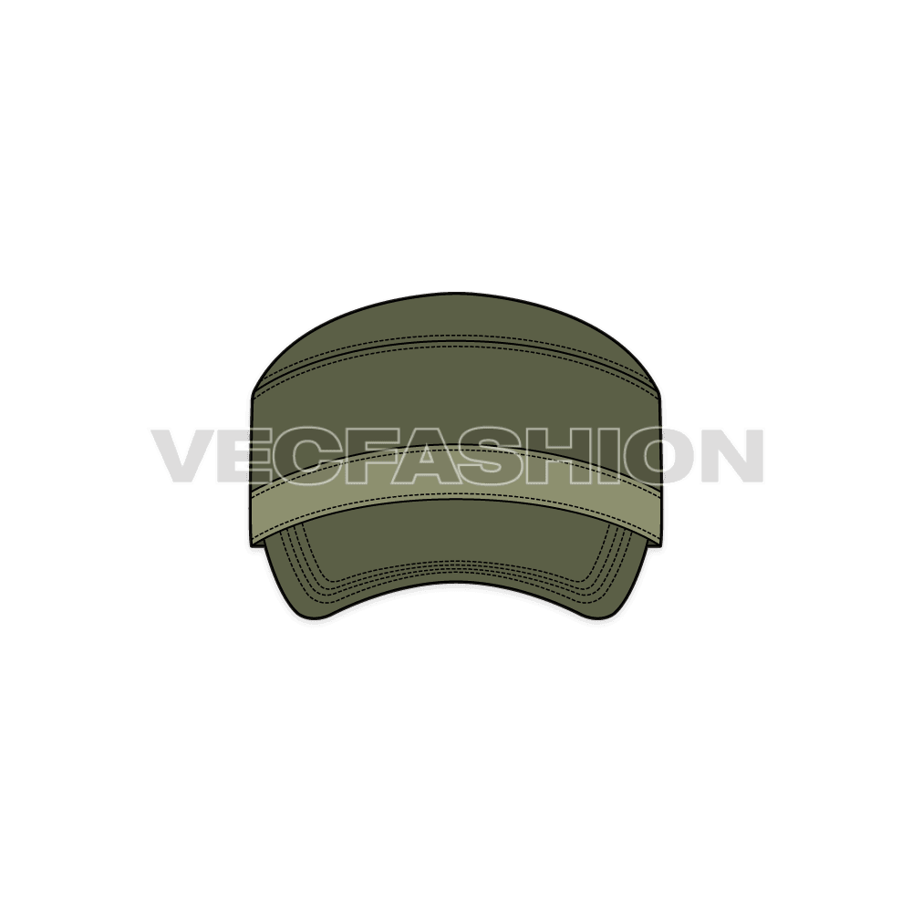 Cotton canvas flat cap flat sketch, view 2