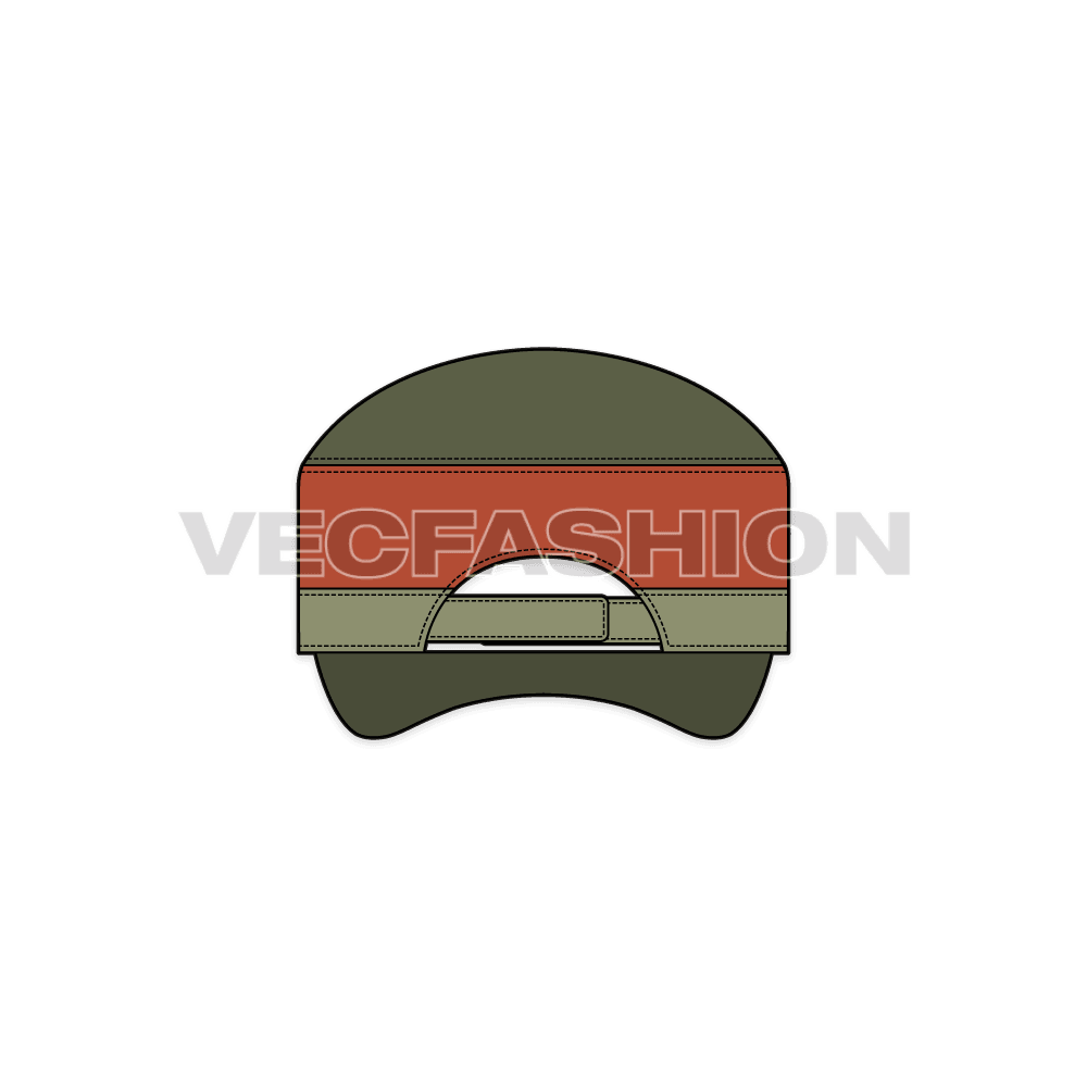 Cotton canvas flat cap flat sketch, view 3