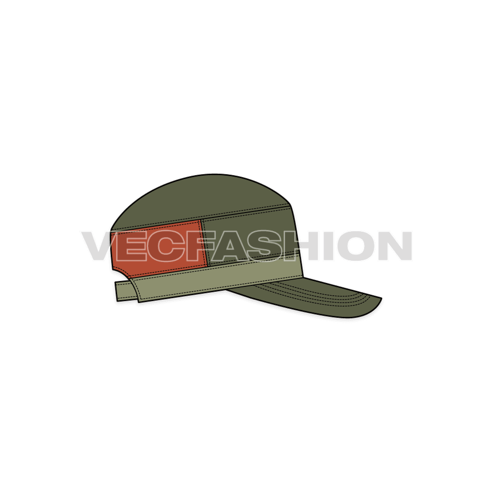 Cotton canvas flat cap flat sketch, view 4
