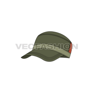 A fully editable fashion cad forCotton Canvas Flat Cap. It is illustrated with multiple views like Front, side front, side and back view. 