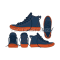 Cotton canvas hi top sneakers flat sketch