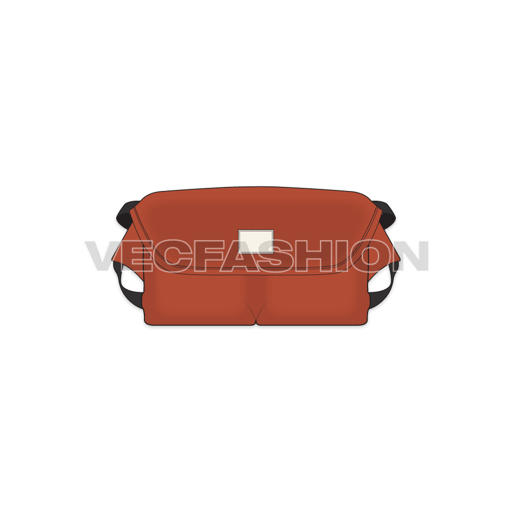 Cotton canvas travel bag flat sketch, view 1