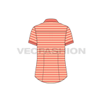 Womens cotton poplin short sleeve shirt flat sketch, back view