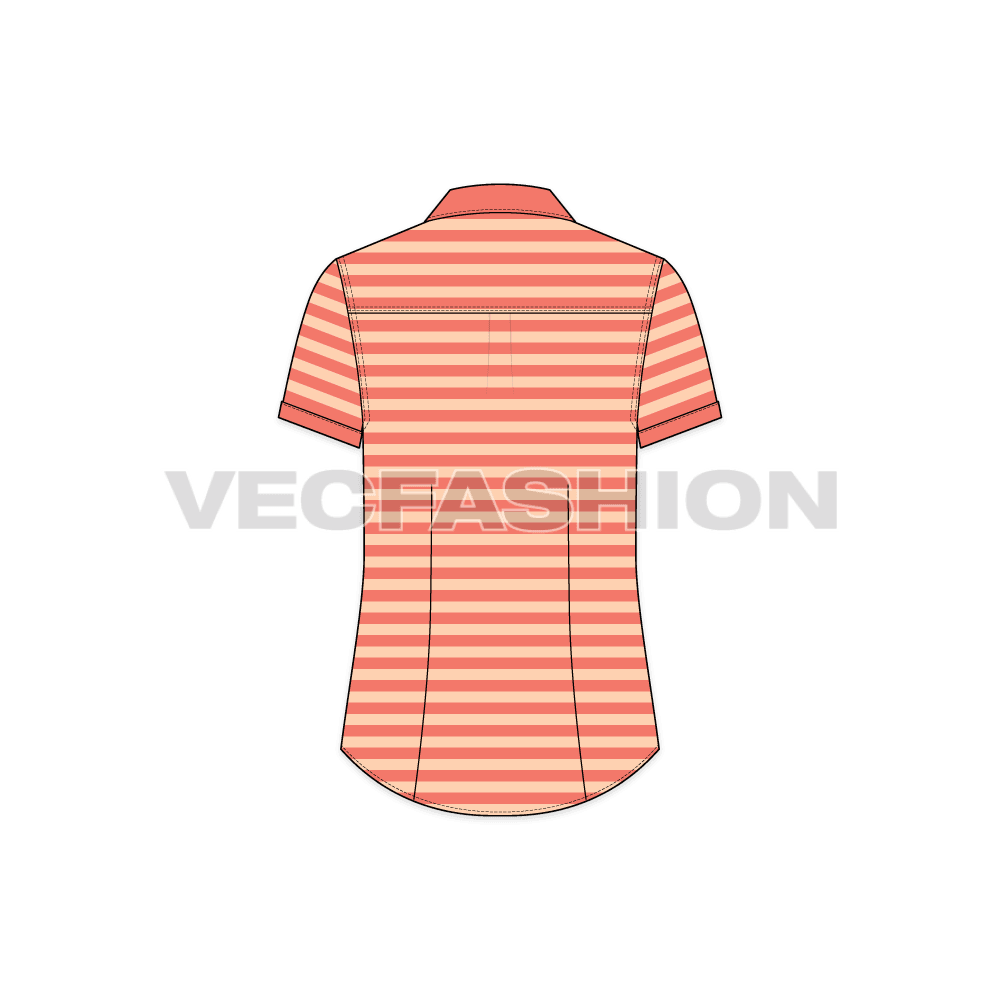 A simple and clean template for Women Cotton Poplin Short Sleeve Shirt.