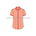 Womens cotton poplin short sleeve shirt flat sketch, front view